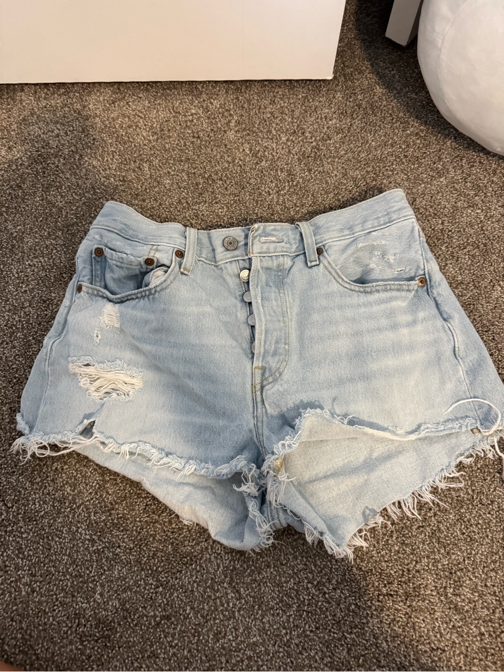 Levi's Light Wash Distressed Denim Cutoff Shorts